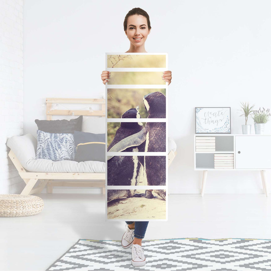 Klebefolie Pingu Friendship - IKEA Malm Kommode 6 Schubladen (schmal) - Folie