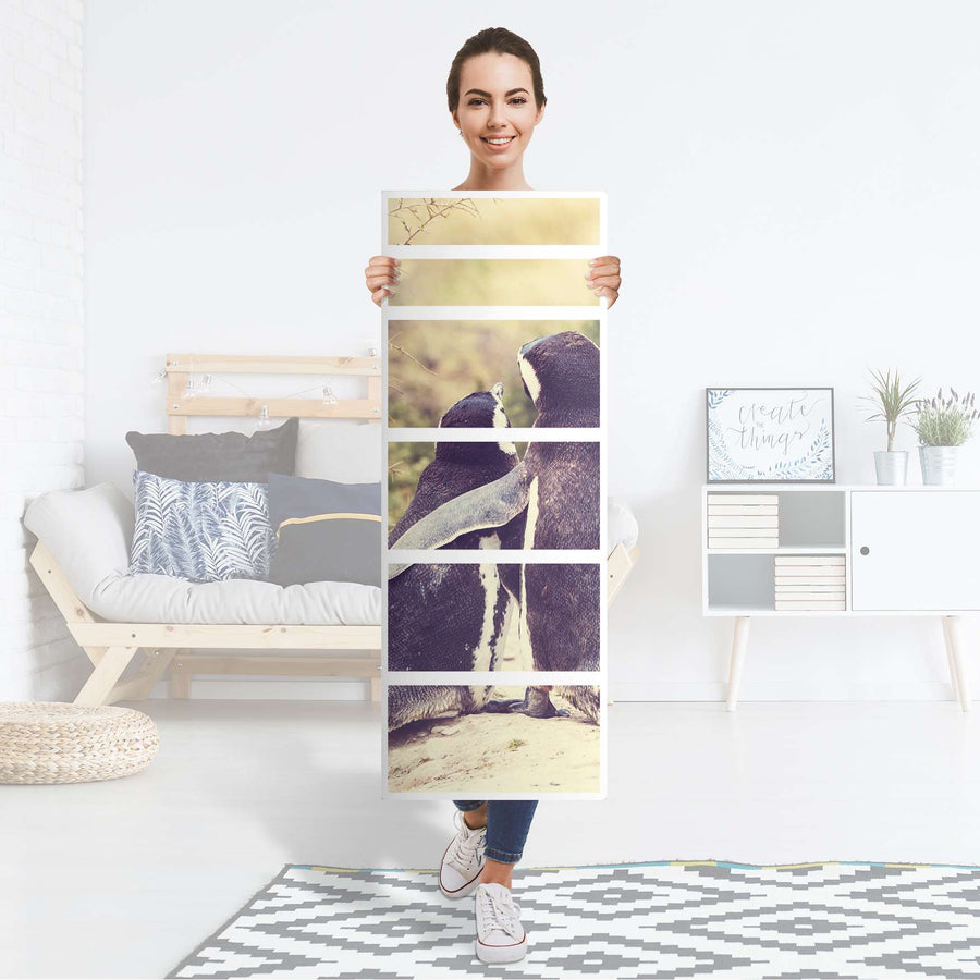 Klebefolie Pingu Friendship - IKEA Malm Kommode 6 Schubladen (schmal) - Folie