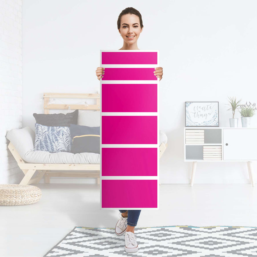 Klebefolie Pink Dark - IKEA Malm Kommode 6 Schubladen (schmal) - Folie