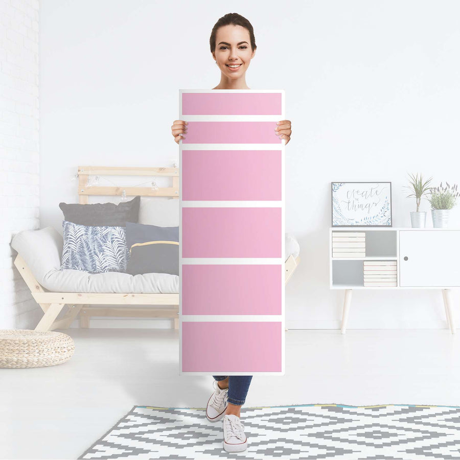 Klebefolie Pink Light - IKEA Malm Kommode 6 Schubladen (schmal) - Folie