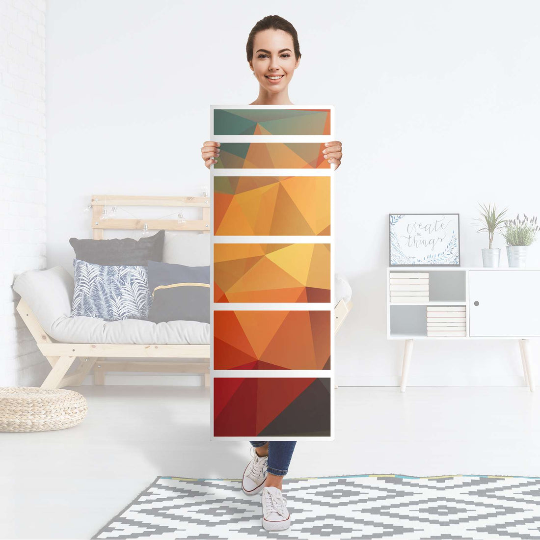Klebefolie Polygon - IKEA Malm Kommode 6 Schubladen (schmal) - Folie