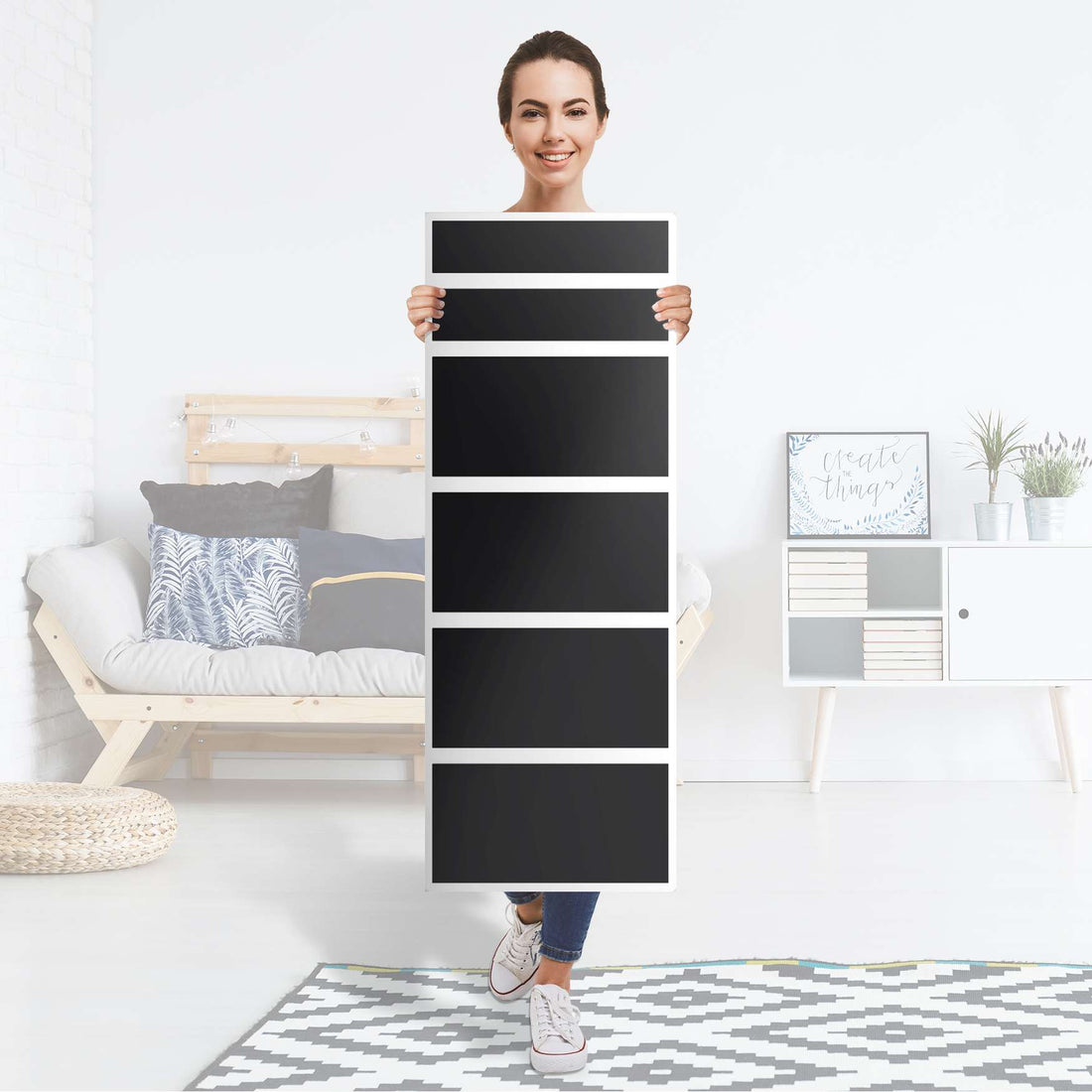 Klebefolie Schwarz - IKEA Malm Kommode 6 Schubladen (schmal) - Folie