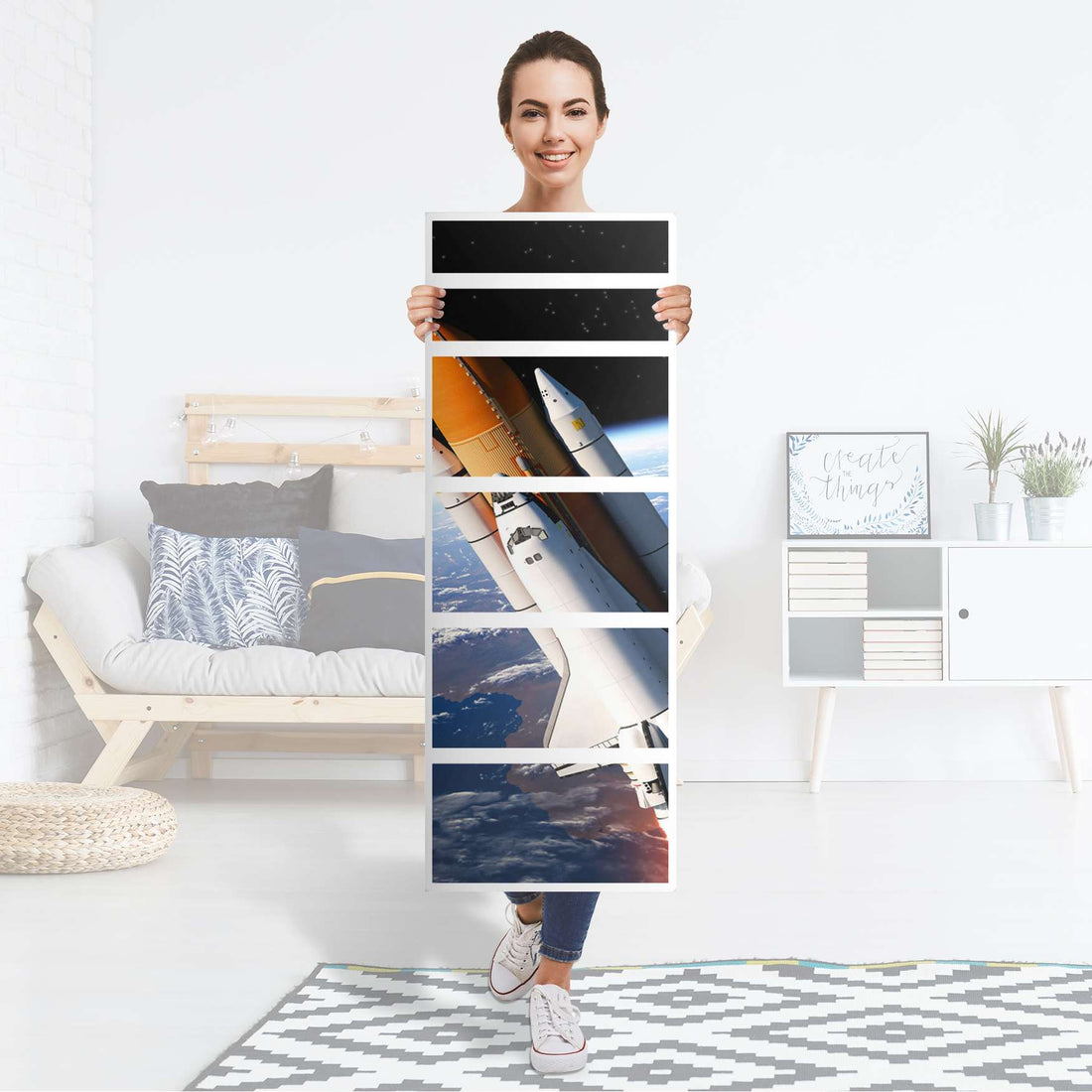 Klebefolie Space Traveller - IKEA Malm Kommode 6 Schubladen (schmal) - Folie