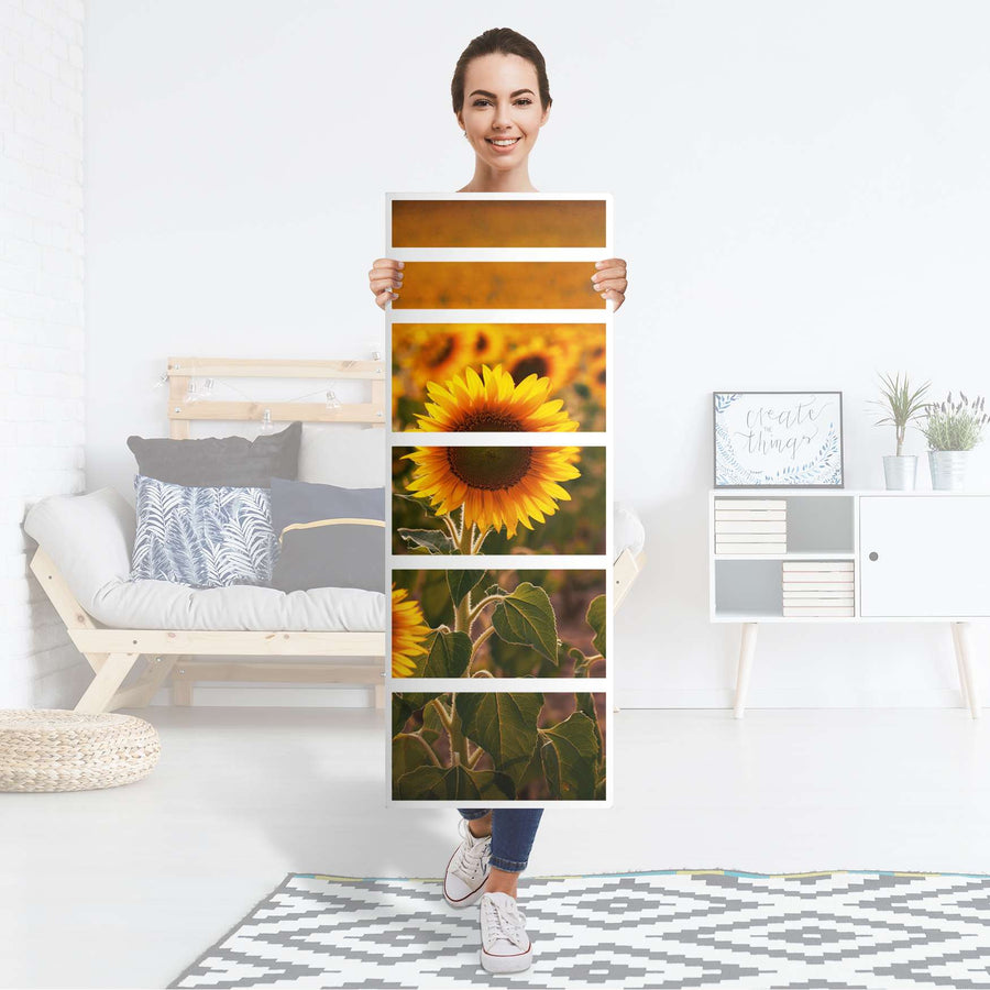 Klebefolie Sunflowers - IKEA Malm Kommode 6 Schubladen (schmal) - Folie