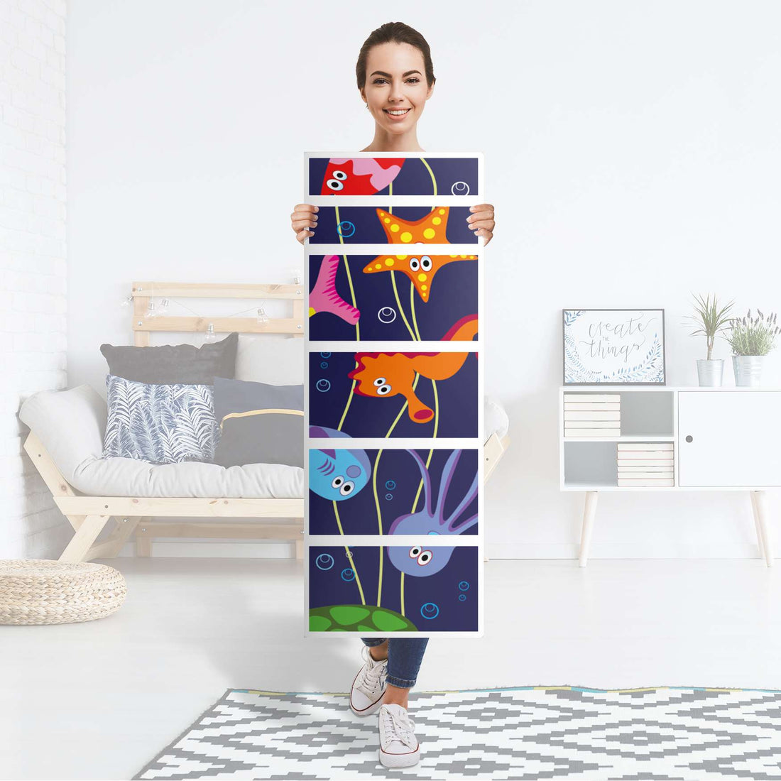 Klebefolie Underwater Life - IKEA Malm Kommode 6 Schubladen (schmal) - Folie