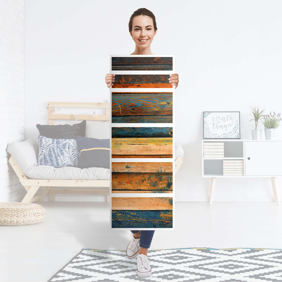 Klebefolie Wooden - IKEA Malm Kommode 6 Schubladen (schmal) - Folie
