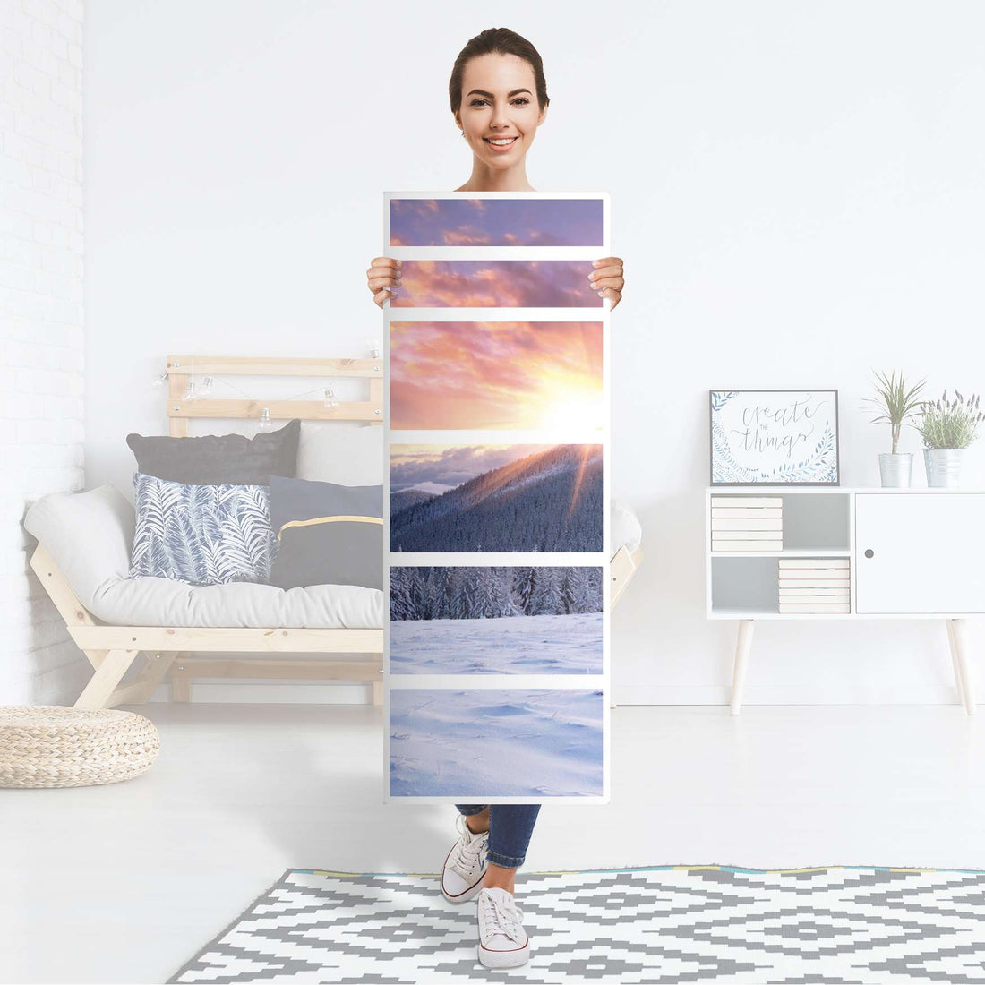 Klebefolie Zauberhafte Winterlandschaft - IKEA Malm Kommode 6 Schubladen (schmal) - Folie
