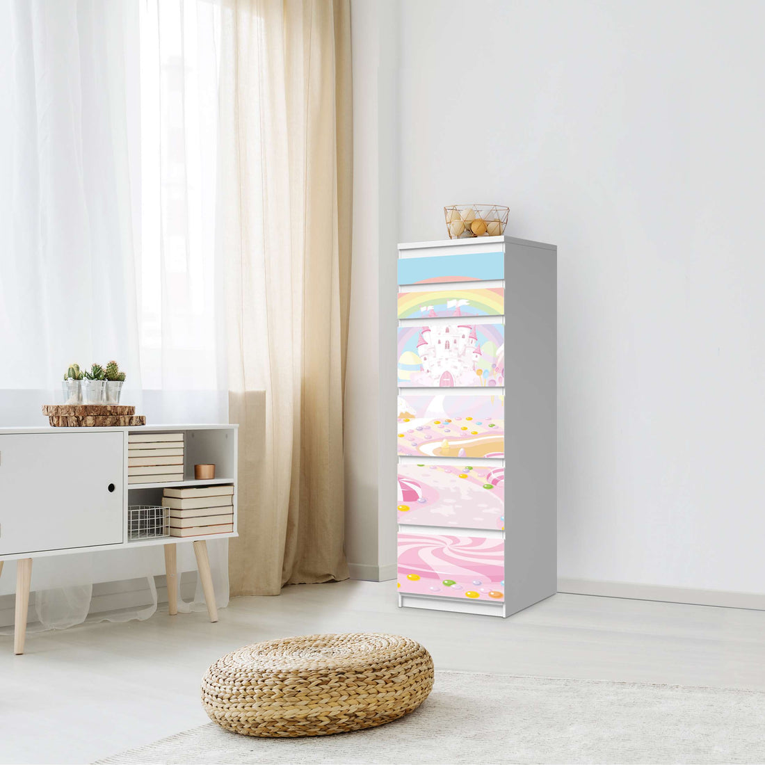Klebefolie Candyland - IKEA Malm Kommode 6 Schubladen (schmal) - Schlafzimmer