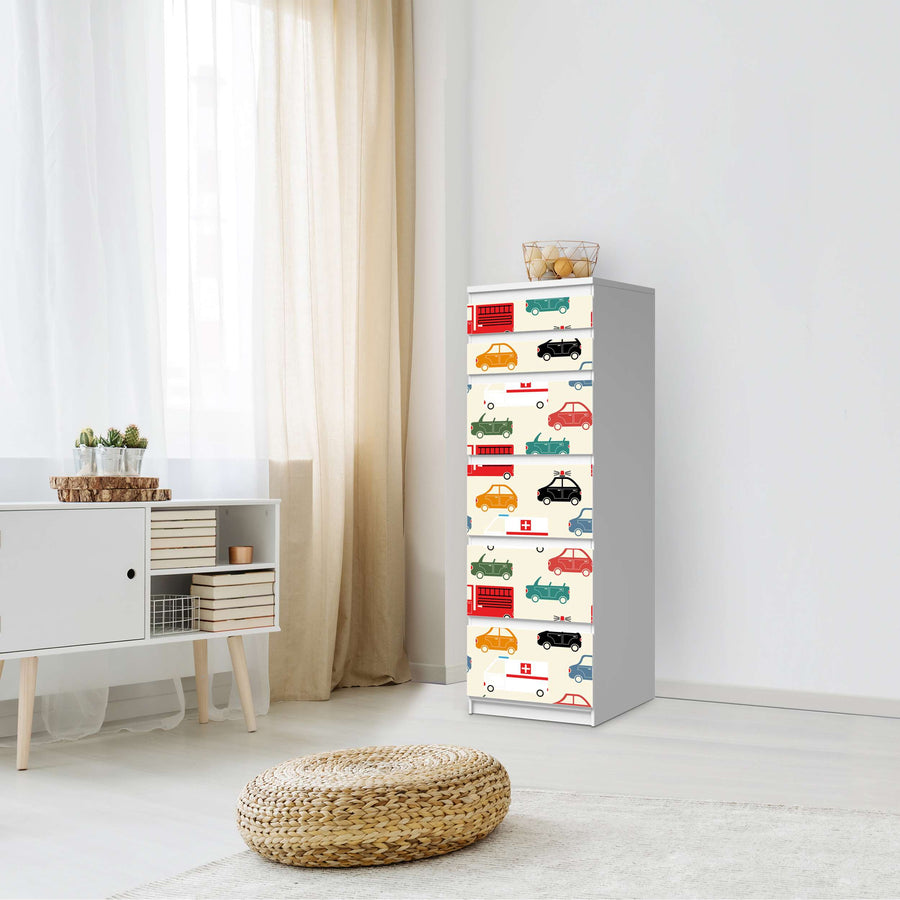 Klebefolie Cars - IKEA Malm Kommode 6 Schubladen (schmal) - Schlafzimmer