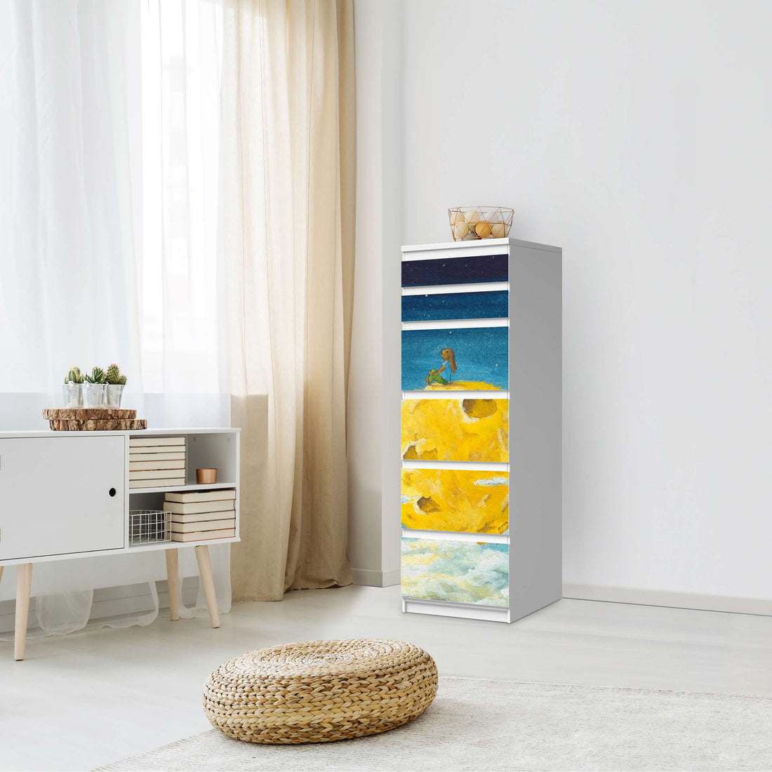 Klebefolie Fernweh - IKEA Malm Kommode 6 Schubladen (schmal) - Schlafzimmer