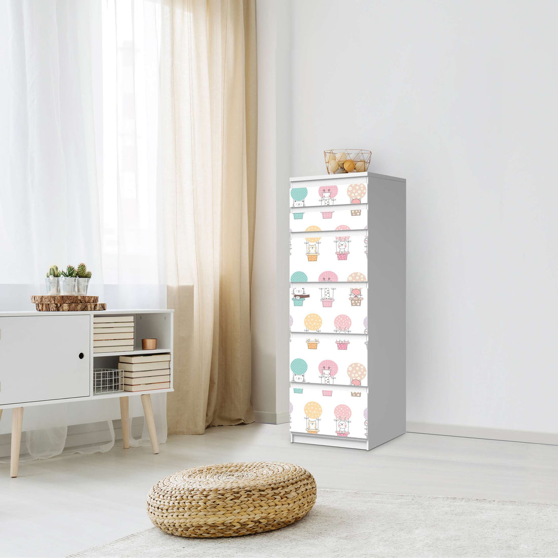 Klebefolie Flying Animals - IKEA Malm Kommode 6 Schubladen (schmal) - Schlafzimmer