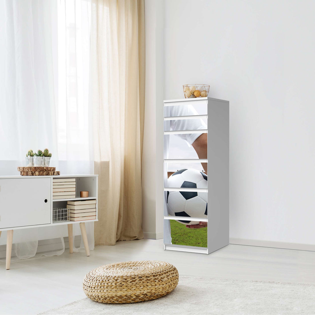 Klebefolie Footballmania - IKEA Malm Kommode 6 Schubladen (schmal) - Schlafzimmer