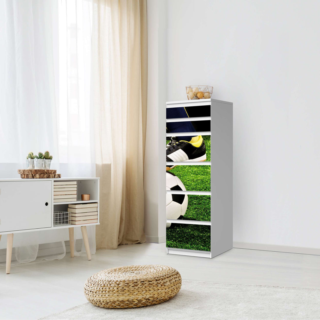 Klebefolie Fussballstar - IKEA Malm Kommode 6 Schubladen (schmal) - Schlafzimmer
