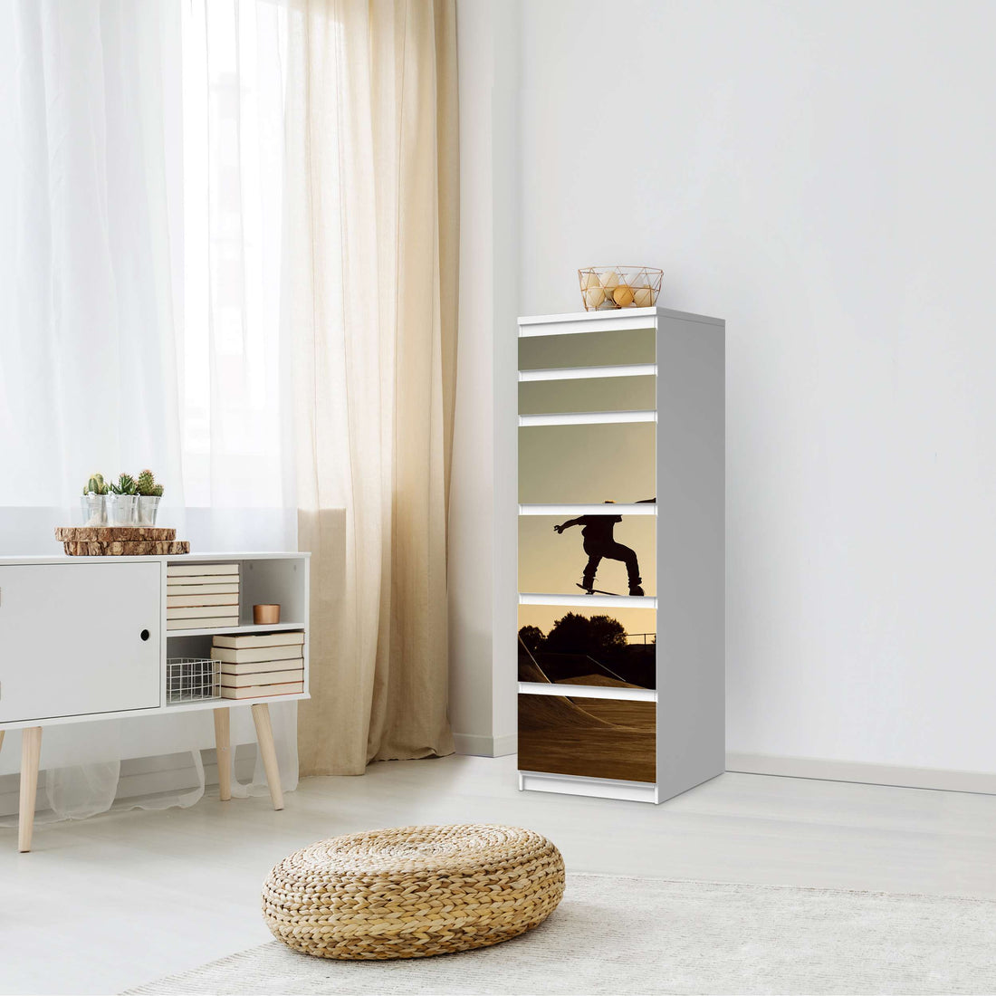 Klebefolie Skater - IKEA Malm Kommode 6 Schubladen (schmal) - Schlafzimmer