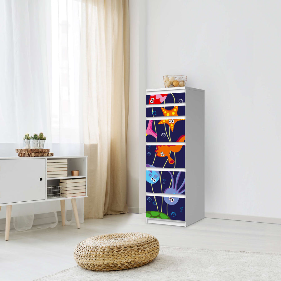Klebefolie Underwater Life - IKEA Malm Kommode 6 Schubladen (schmal) - Schlafzimmer