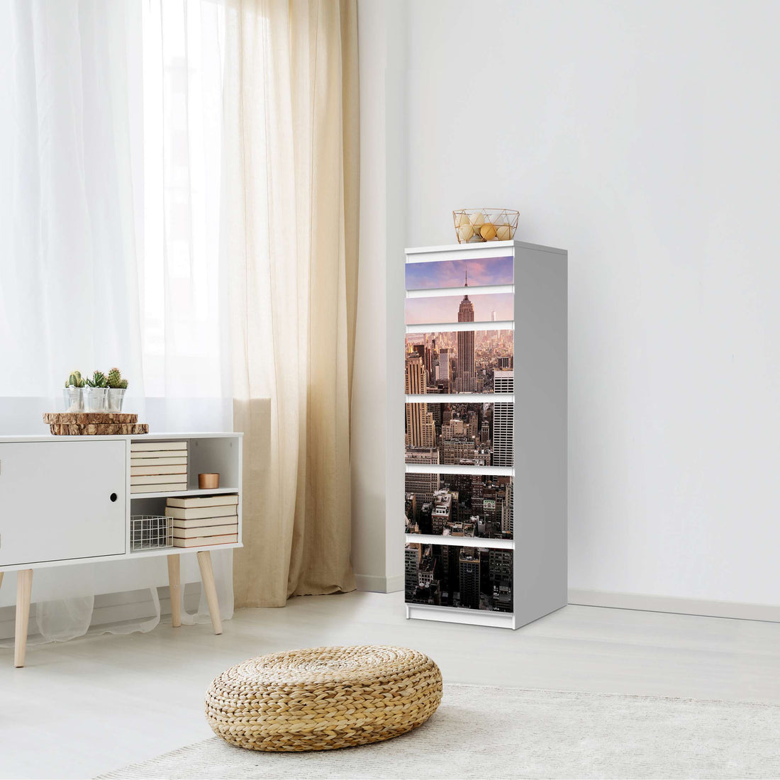 Klebefolie Big Apple - IKEA Malm Kommode 6 Schubladen (schmal) - Schlafzimmer