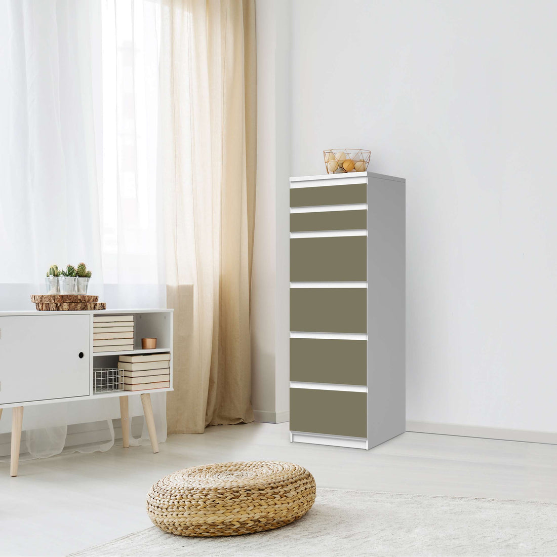 Klebefolie Braungrau Light - IKEA Malm Kommode 6 Schubladen (schmal) - Schlafzimmer