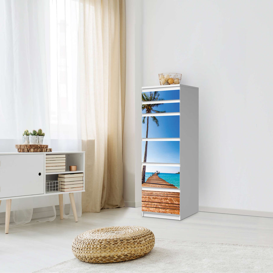 Klebefolie Caribbean - IKEA Malm Kommode 6 Schubladen (schmal) - Schlafzimmer