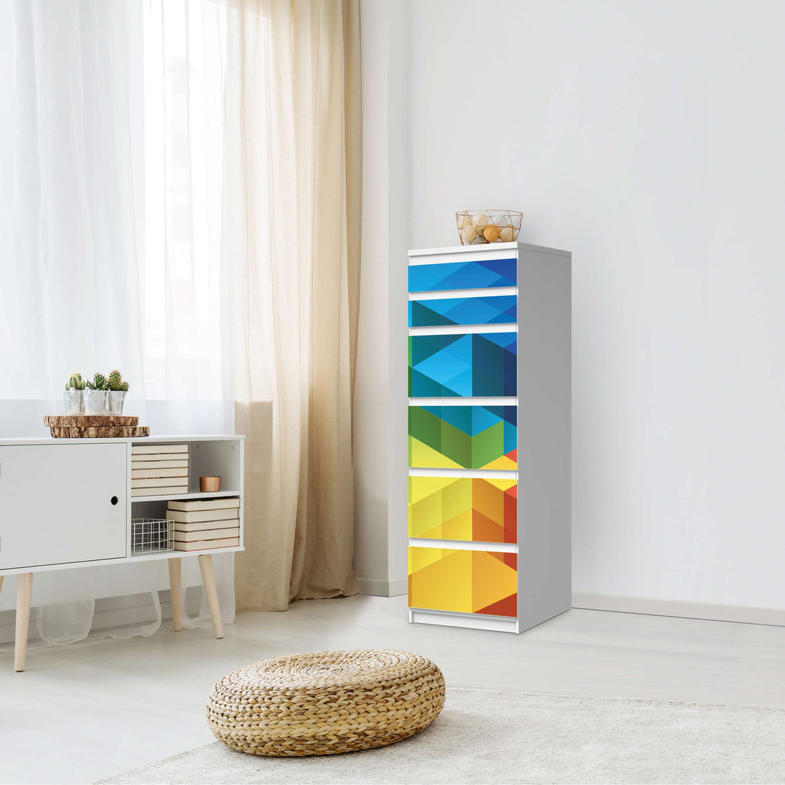 Klebefolie Colored Cubes - IKEA Malm Kommode 6 Schubladen (schmal) - Schlafzimmer
