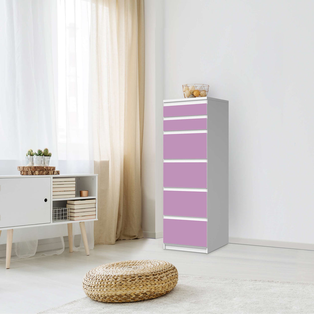 Klebefolie Flieder Light - IKEA Malm Kommode 6 Schubladen (schmal) - Schlafzimmer