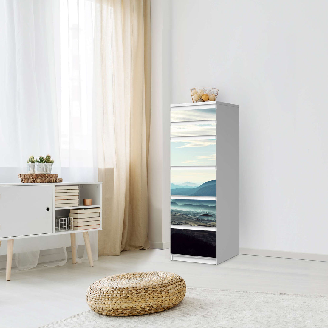 Klebefolie Fog Village - IKEA Malm Kommode 6 Schubladen (schmal) - Schlafzimmer