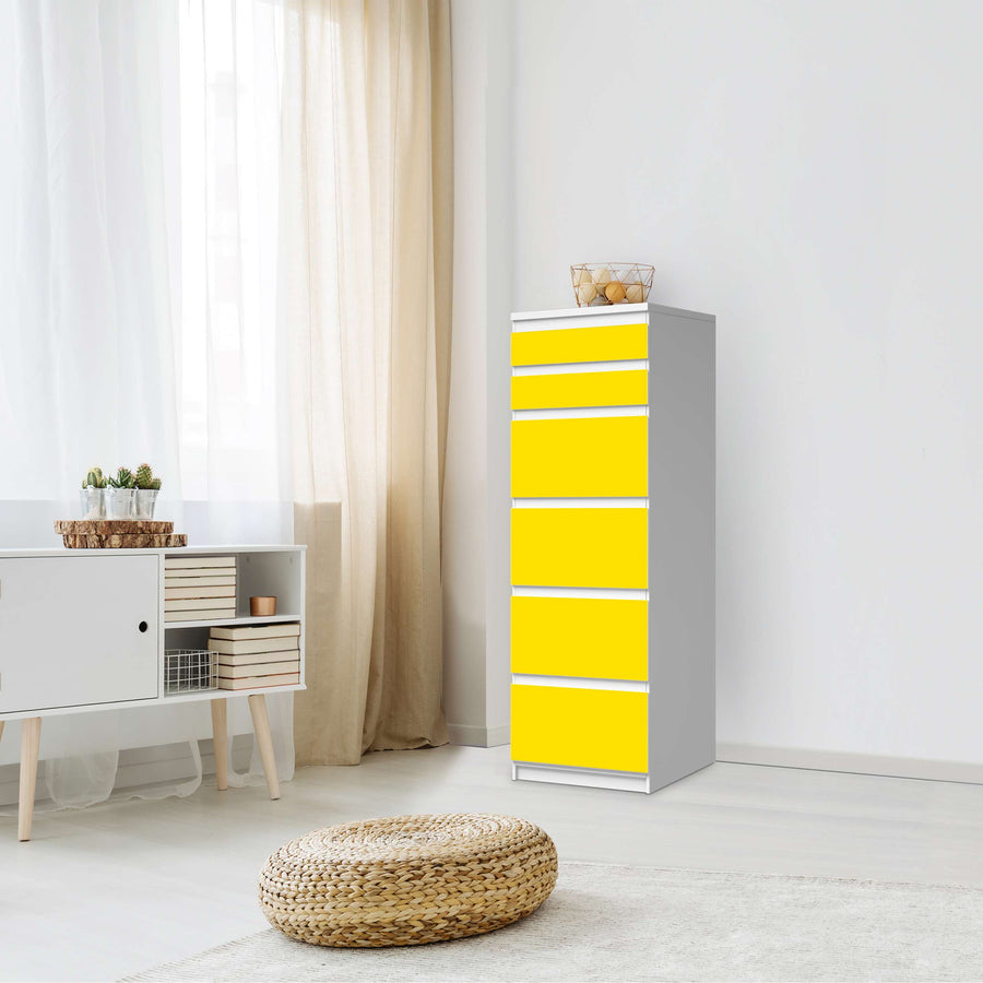 Klebefolie Gelb Dark - IKEA Malm Kommode 6 Schubladen (schmal) - Schlafzimmer