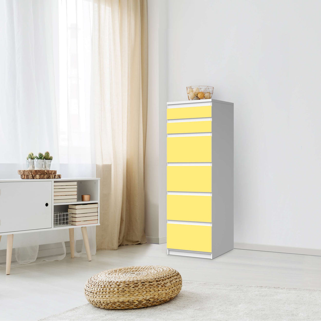 Klebefolie Gelb Light - IKEA Malm Kommode 6 Schubladen (schmal) - Schlafzimmer