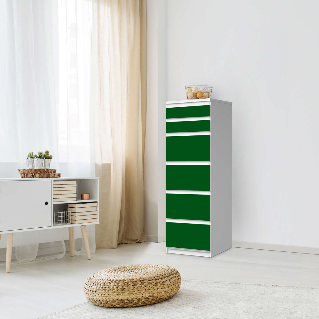 Klebefolie Grün Dark - IKEA Malm Kommode 6 Schubladen (schmal) - Schlafzimmer