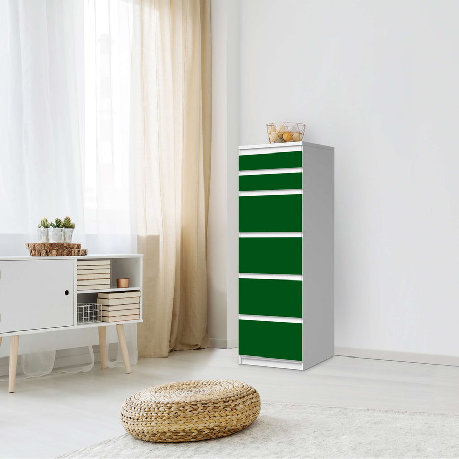 Klebefolie Grün Dark - IKEA Malm Kommode 6 Schubladen (schmal) - Schlafzimmer