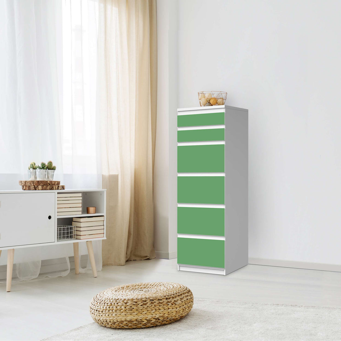 Klebefolie Grün Light - IKEA Malm Kommode 6 Schubladen (schmal) - Schlafzimmer
