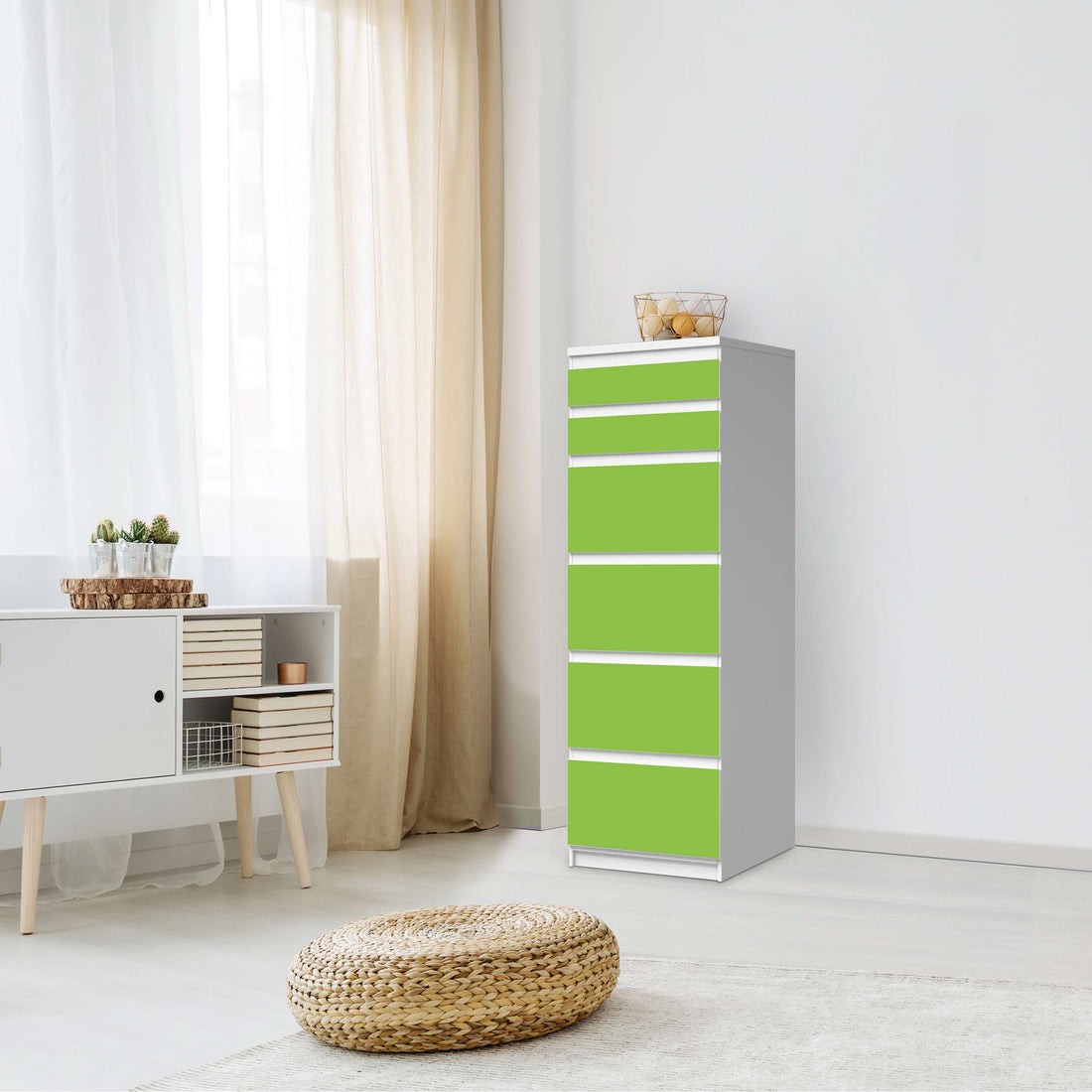 Klebefolie Hellgrün Dark - IKEA Malm Kommode 6 Schubladen (schmal) - Schlafzimmer