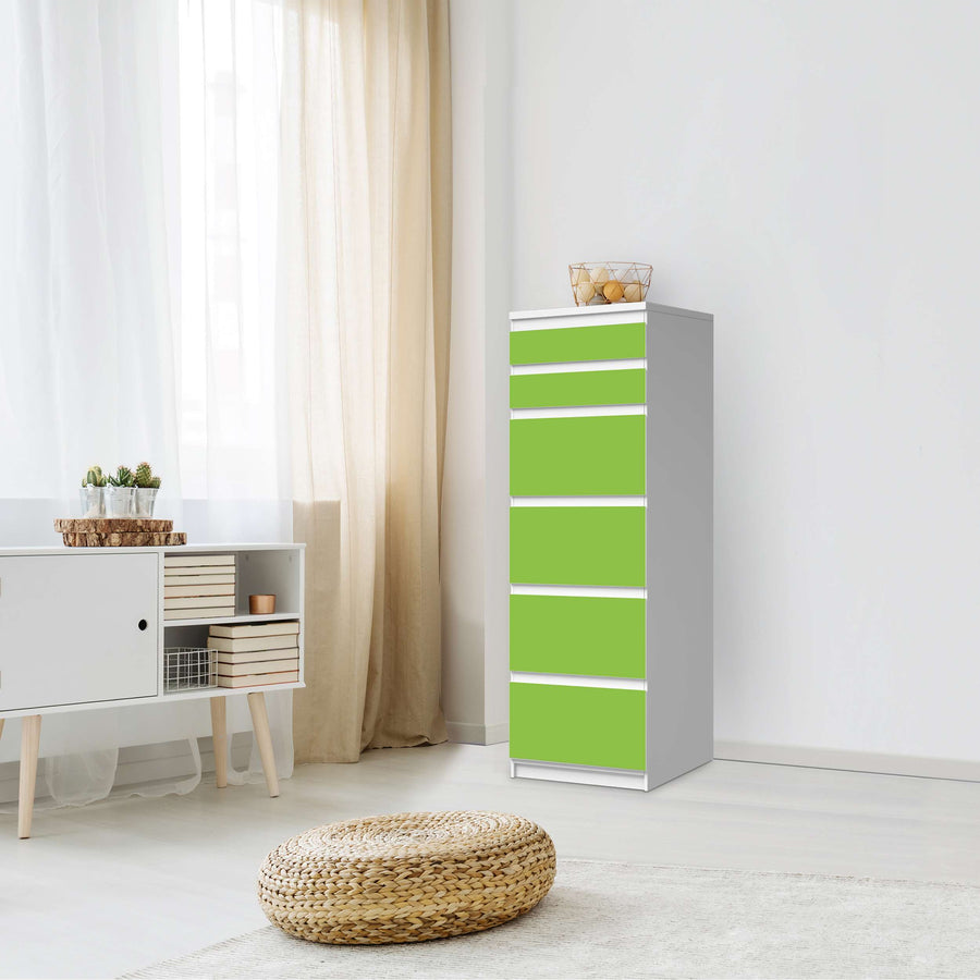 Klebefolie Hellgrün Dark - IKEA Malm Kommode 6 Schubladen (schmal) - Schlafzimmer