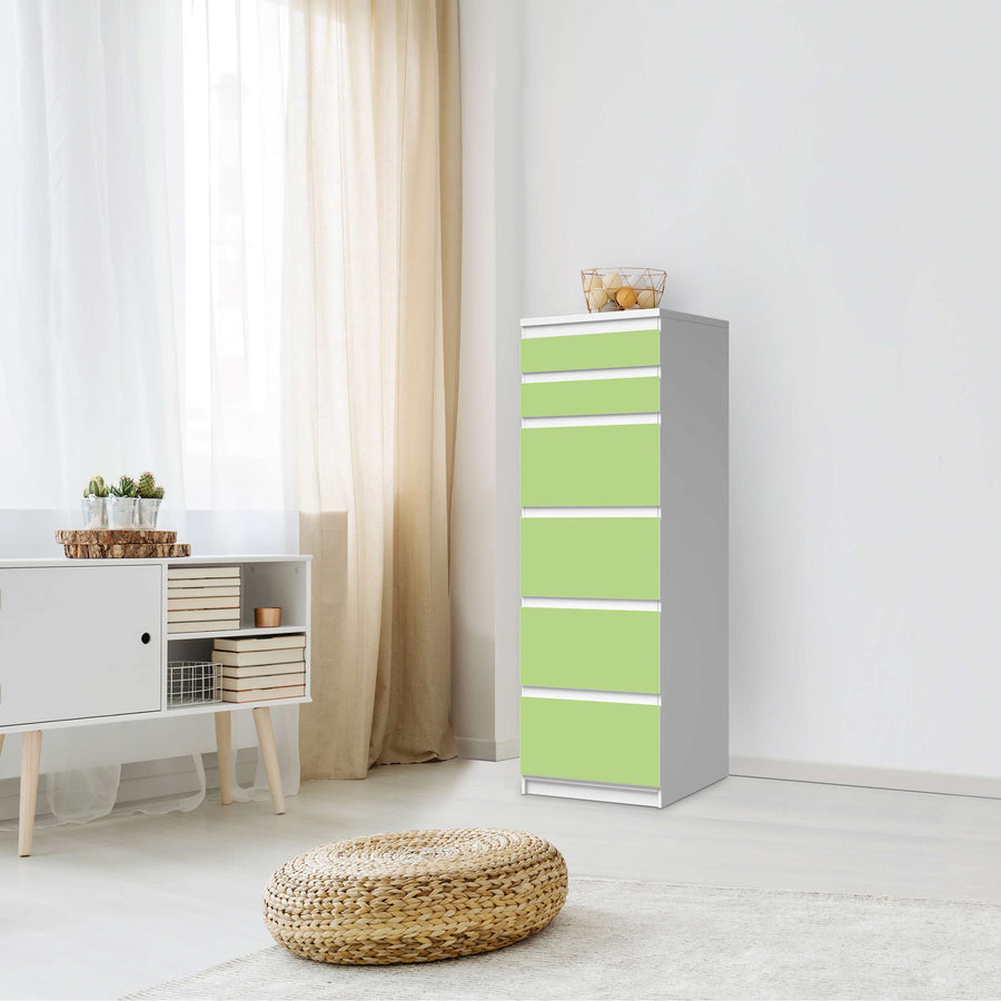Klebefolie Hellgrün Light - IKEA Malm Kommode 6 Schubladen (schmal) - Schlafzimmer