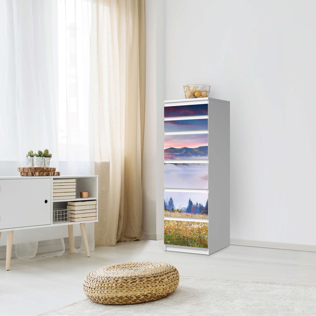 Klebefolie Herbstwald - IKEA Malm Kommode 6 Schubladen (schmal) - Schlafzimmer
