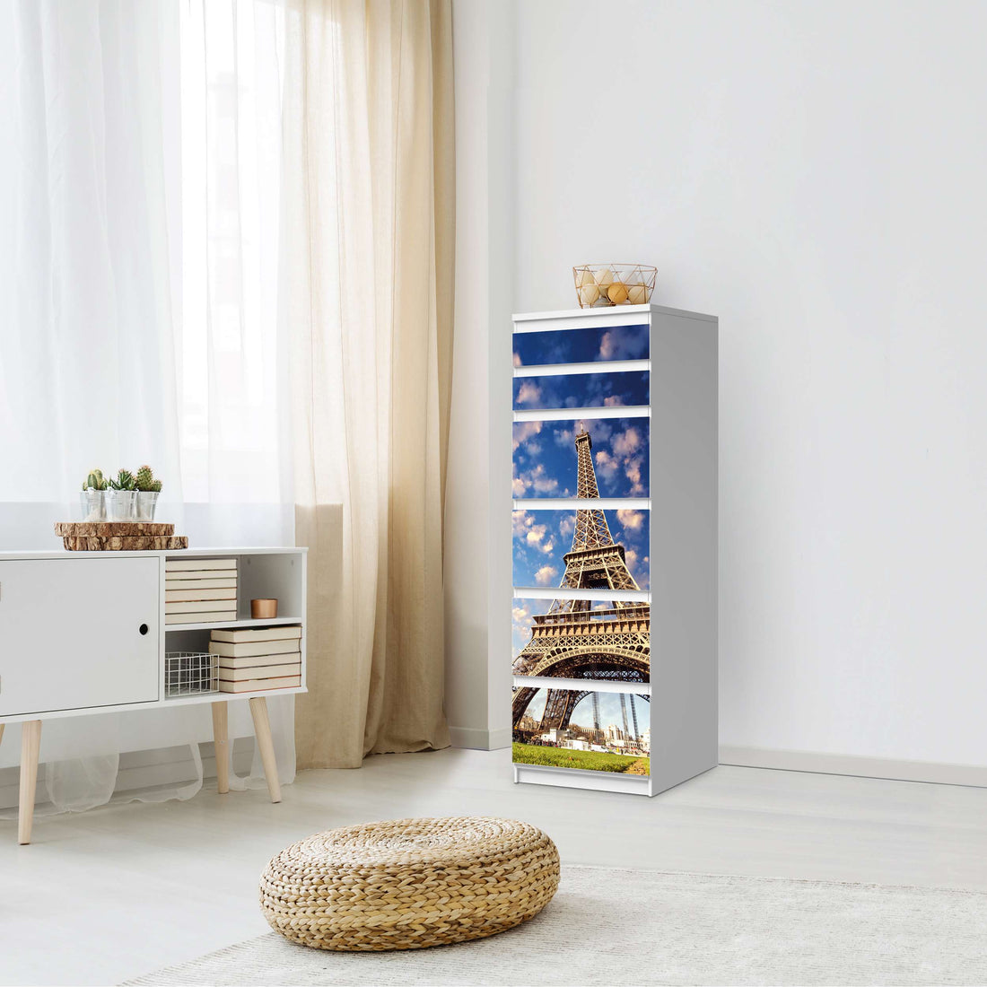 Klebefolie La Tour Eiffel - IKEA Malm Kommode 6 Schubladen (schmal) - Schlafzimmer