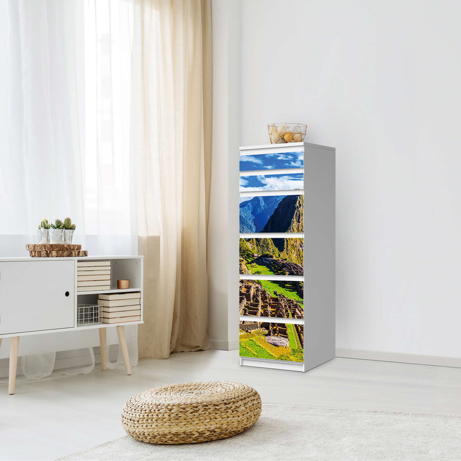 Klebefolie Machu Picchu - IKEA Malm Kommode 6 Schubladen (schmal) - Schlafzimmer