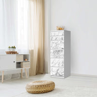 Klebefolie Marmor weiß - IKEA Malm Kommode 6 Schubladen (schmal) - Schlafzimmer