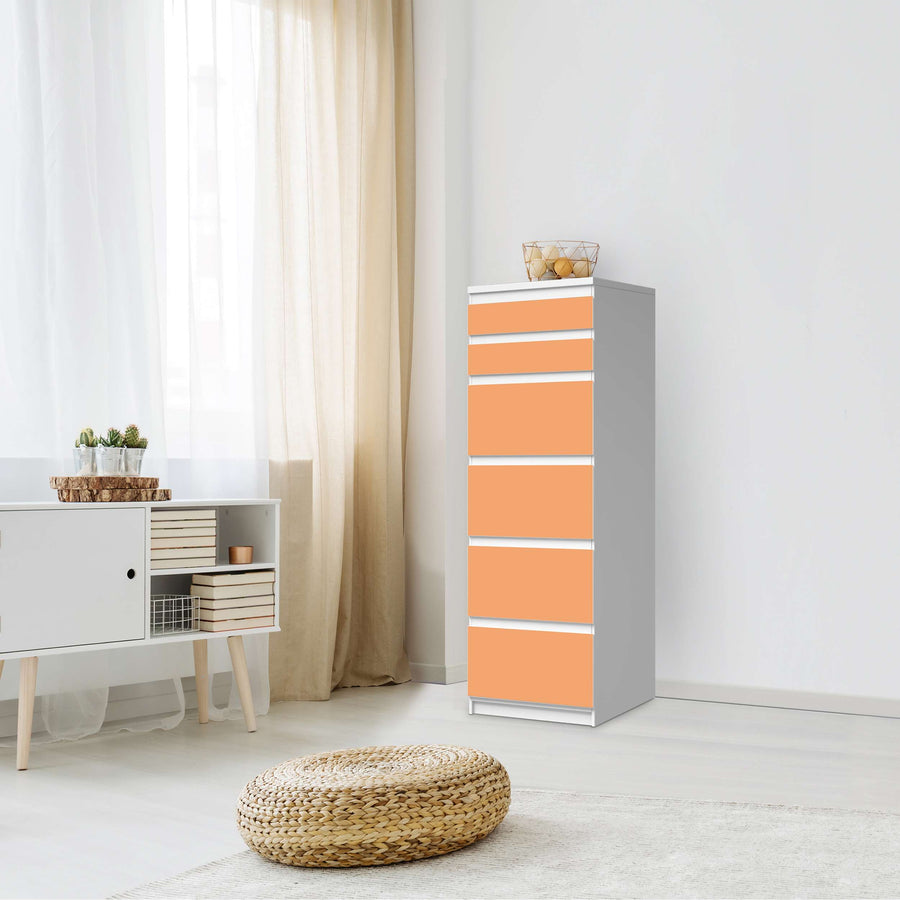 Klebefolie Orange Light - IKEA Malm Kommode 6 Schubladen (schmal) - Schlafzimmer