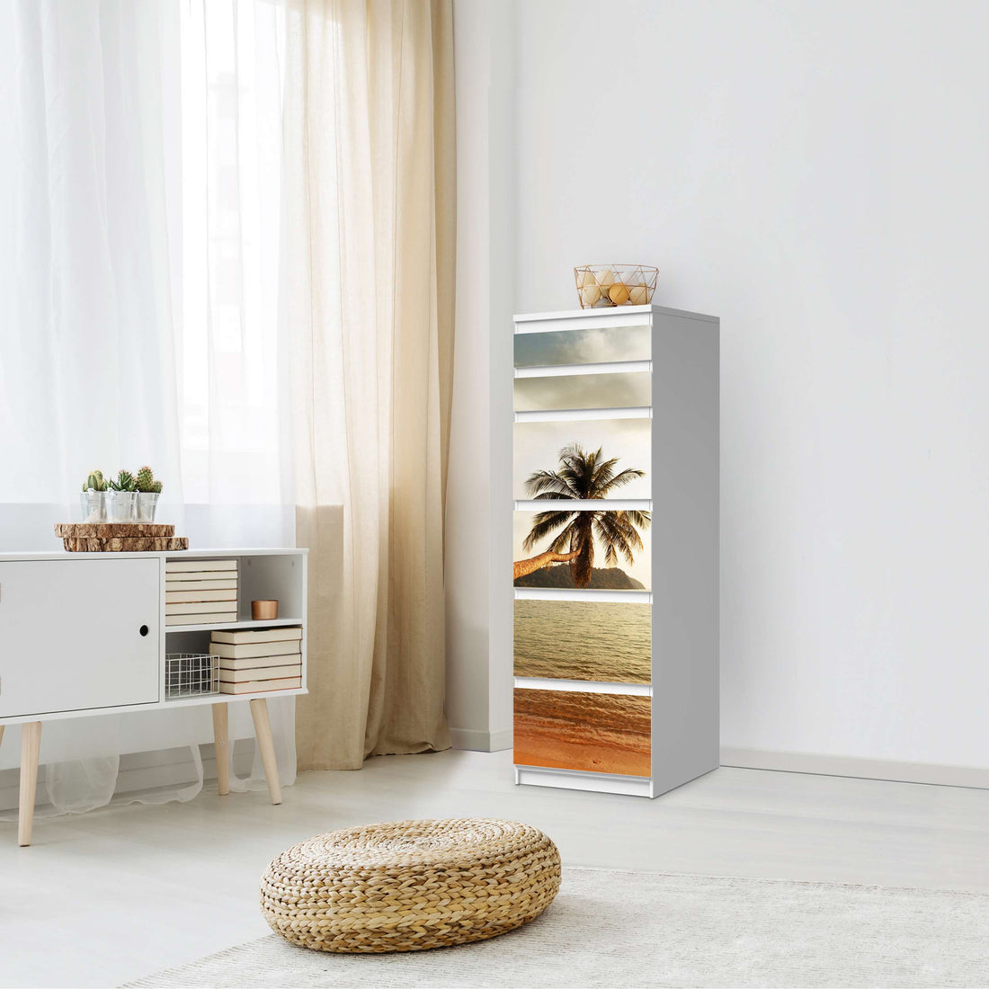 Klebefolie Paradise - IKEA Malm Kommode 6 Schubladen (schmal) - Schlafzimmer
