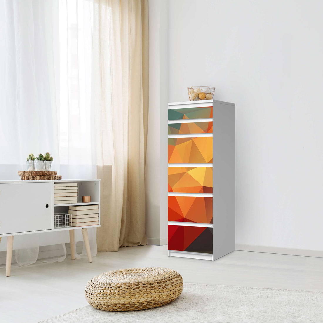 Klebefolie Polygon - IKEA Malm Kommode 6 Schubladen (schmal) - Schlafzimmer