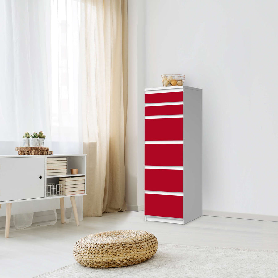Klebefolie Rot Dark - IKEA Malm Kommode 6 Schubladen (schmal) - Schlafzimmer