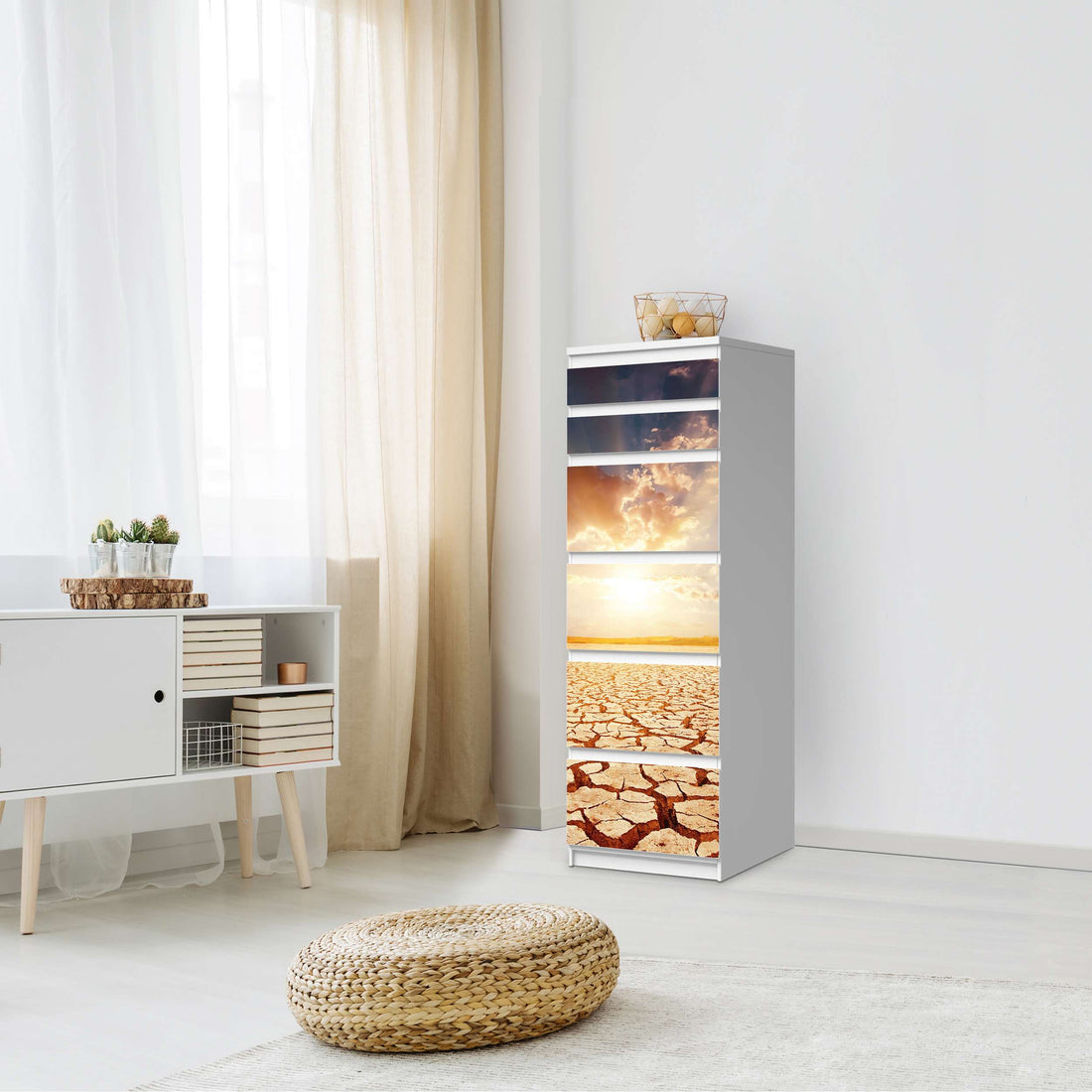 Klebefolie Savanne - IKEA Malm Kommode 6 Schubladen (schmal) - Schlafzimmer