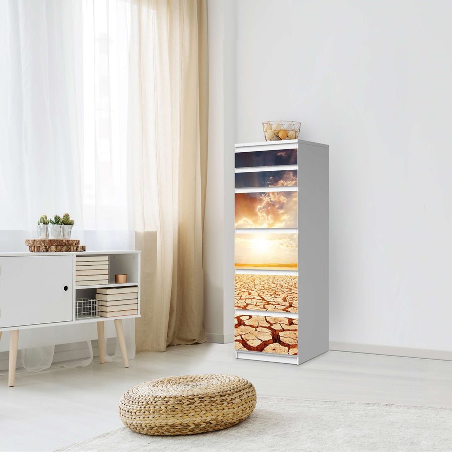 Klebefolie Savanne - IKEA Malm Kommode 6 Schubladen (schmal) - Schlafzimmer