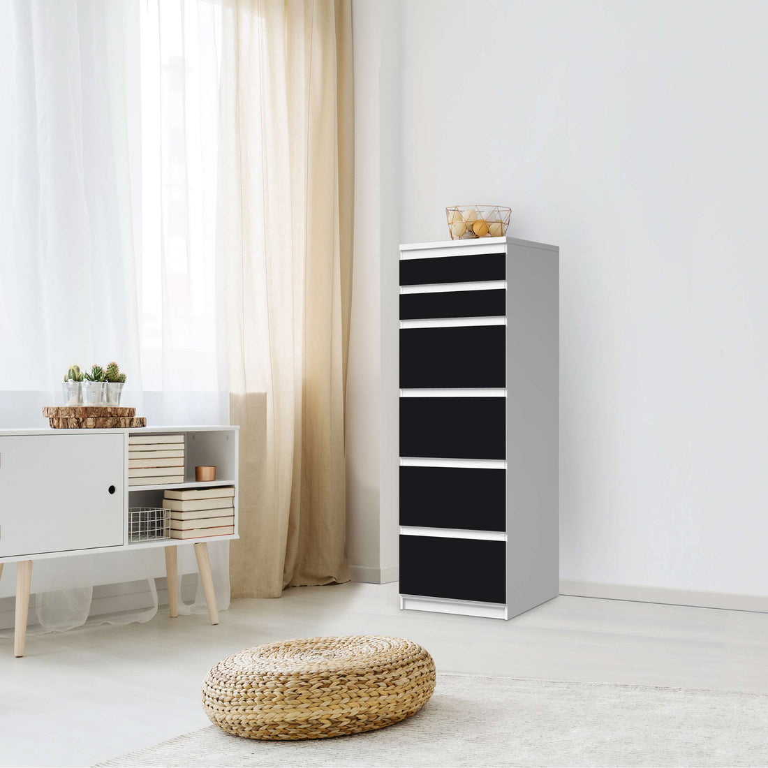 Klebefolie Schwarz - IKEA Malm Kommode 6 Schubladen (schmal) - Schlafzimmer