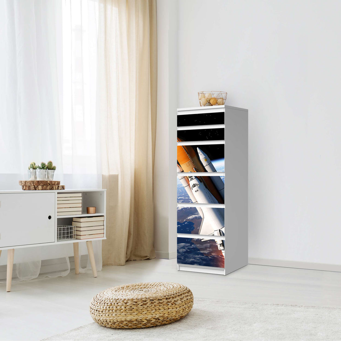 Klebefolie Space Traveller - IKEA Malm Kommode 6 Schubladen (schmal) - Schlafzimmer
