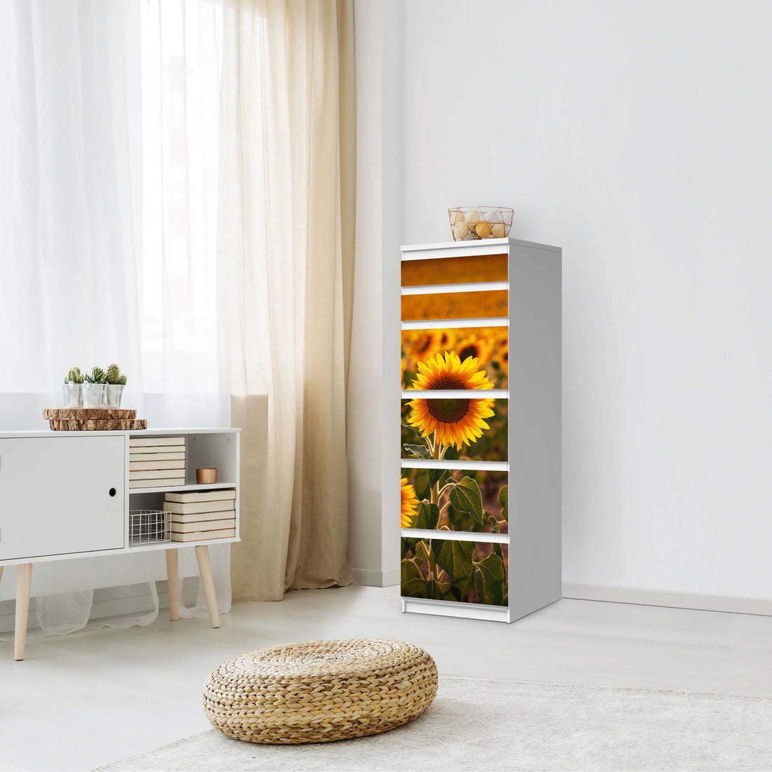 Klebefolie Sunflowers - IKEA Malm Kommode 6 Schubladen (schmal) - Schlafzimmer