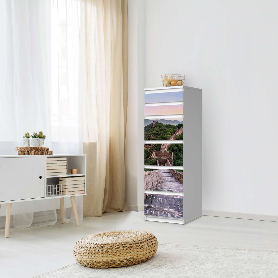 Klebefolie The Great Wall - IKEA Malm Kommode 6 Schubladen (schmal) - Schlafzimmer