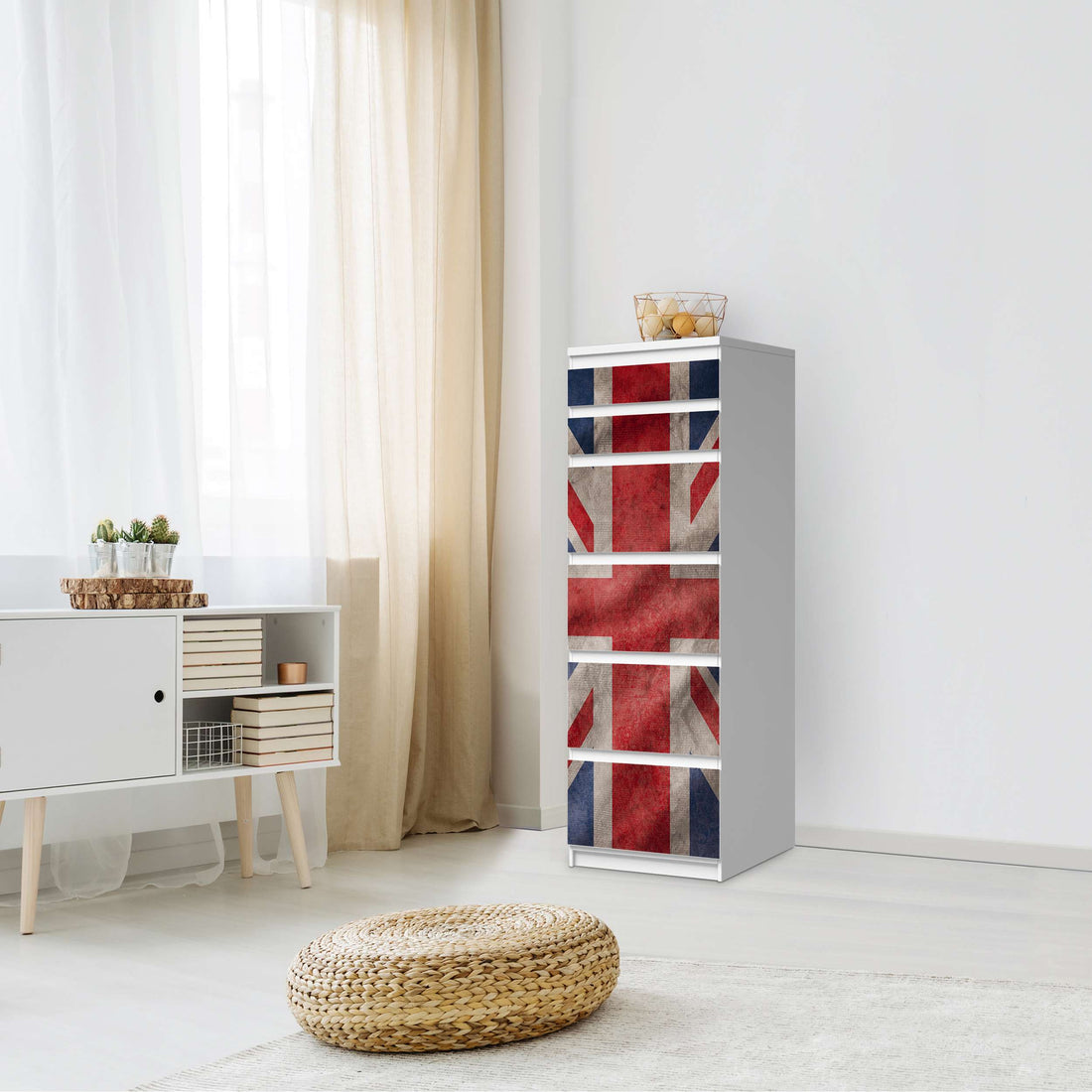 Klebefolie Union Jack - IKEA Malm Kommode 6 Schubladen (schmal) - Schlafzimmer