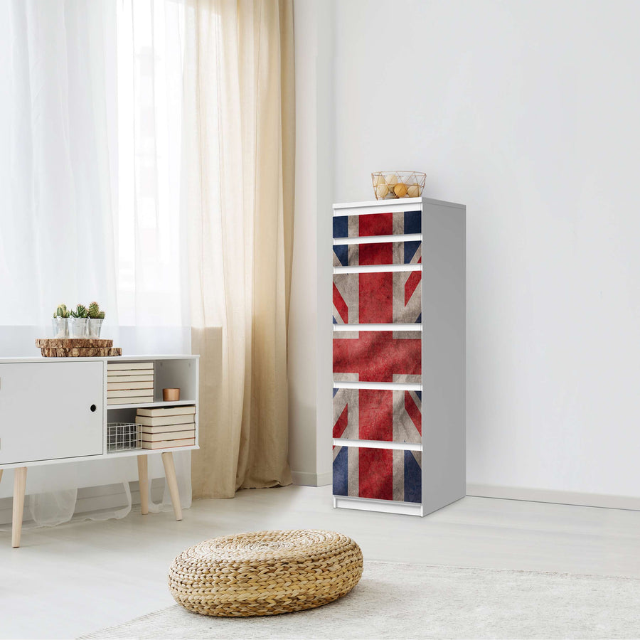 Klebefolie Union Jack - IKEA Malm Kommode 6 Schubladen (schmal) - Schlafzimmer
