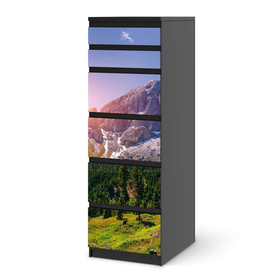 Klebefolie Alpenblick - IKEA Malm Kommode 6 Schubladen (schmal) - schwarz